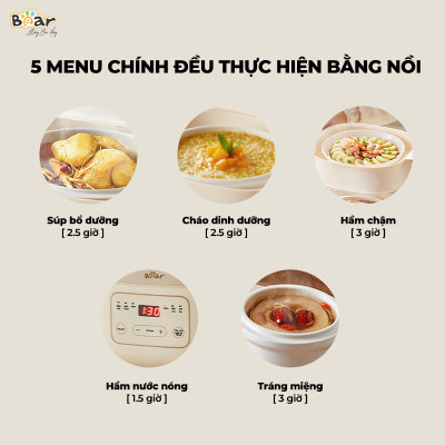 Nồi Nấu Cháo, Nấu chậm 1.6L Bear SB-NNC16 270W - Hàng chính hãng