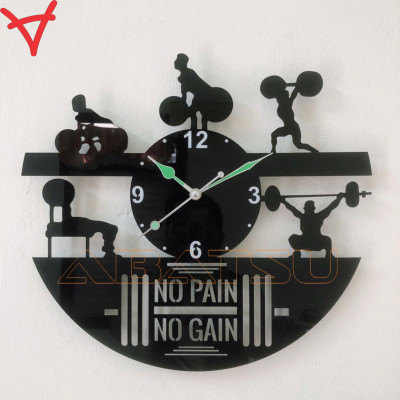 Setup phòng gym chất lừ, trang trí phòng gym đẹp với đồng hồ ‘No Pain, No Gain - Abatsu