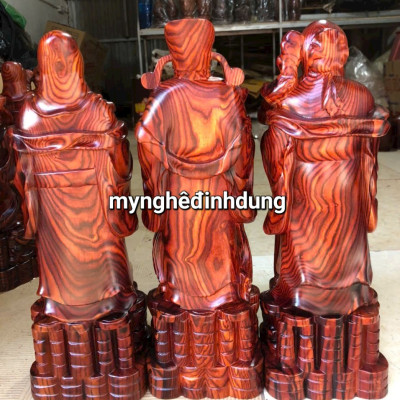 Bộ tượng phật tam đa phúc lộc thọ bằng gỗ trắc kt cao 30x11x9cm 