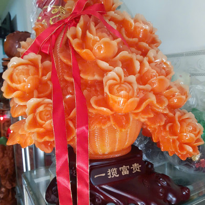 Tượng Bình Hoa Mẫu Đơn Đỏ Cam Mới To Dây Đỏ May Mắn Quá Hoành Tráng Đẹp Lắm Size Cao 55cm Ngang 48cm Sâu 31cm biểu tượng sự Hưng Thịnh , thịnh vượng, phồn vinh, Giàu Sang , Phú Quý, Giàu Sang , Phú Quý trưng phòng khách nhà công công quà tặng ý nghĩa ạ
