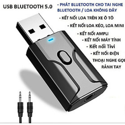Thiết bị thu phát âm thanh Usb bluetooth 5.0 âm thanh đa chức năng jack cắm 3.5mm cho loa, ô tô tai nghe bluetooth biến loa thường thành loa Bluetooth, Không Dây 4 Trong 1 Cho Âmly Tivi Máy Tính Laptop Kết Nối Điện Thoại Nghe Gọi Rảnh Tay - Hàng Nhập Khẩu
