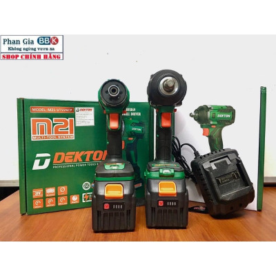 Combo·Máy Bắn Vít/Máy Bulong Dekton 550 N.m Bộ 2 Pin 15 CELL chính hãƞg