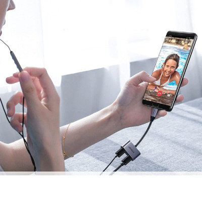 Cáp chuyển đổi USB Type-C Sang Cổng Audio USB-C Ugreen 60165, PD Port 3.0 - Hàng chính hãng