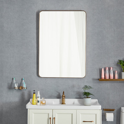 Gương chữ nhật khung nhôm mạ vàng nhạt, sang trọng quý phái, nhẹ nhành thanh lịch, chân thật 700x500 mm