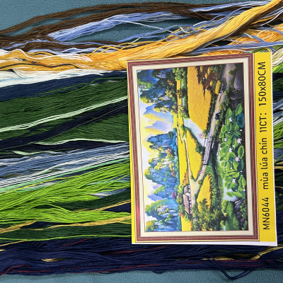 Tranh thêu kín chữ thập Mùa lúa chín MN6044, kích thước 150 x 75 cm