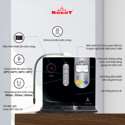 Máy Lọc Nước Điện Giải Ion Kiềm ROBOT Nóng Thông Minh IonSmart 1112 - Tạo 12 Loại Nước - Hàng Chính Hãng