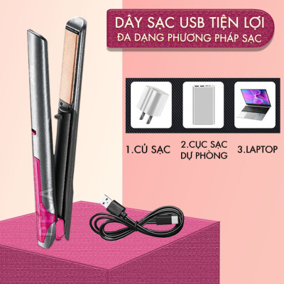 Máy duỗi tóc không dây Kemei KM-555 chuyên nghiệp điều chỉnh 4 mức nhiệt độ phù hợp mọi loại tóc - Hàng chính hãng