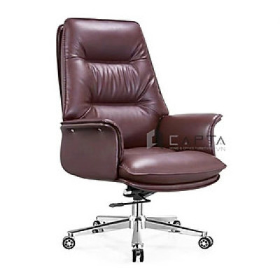 Ghế Giám đốc nệm da pvc cao cấp CM4416-P Nội thất Capta Ghế xoay lớn dành cho các Sếp nệm da pvc màu nâu hoặc đen tay tựa kiểu chân thép xoay có bánh xe nhựa chắc chắn tại tp hcm 
