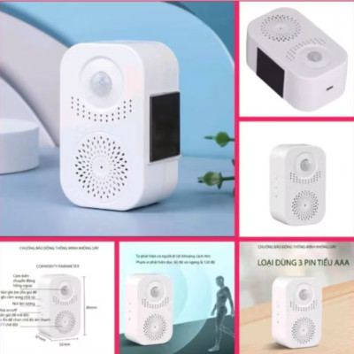 CHUÔNG CỬA BÁO KHÁCH KHÔNG DÂY CẢM BIẾN HỒNG NGOẠI GHI ÂM GIỌNG NÓI THÔNG MINH