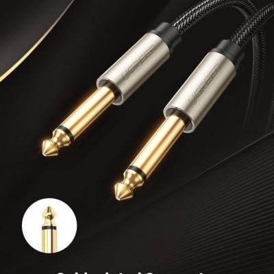 Ugreen UG10636AV128TK 1M màu xám cáp 6.5mm TS âm thanh Pro audio đầu mạ vàng 24k - HÀNG CHÍNH HÃNG