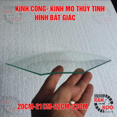 Kính CONG (MO) hình bát giác đứng (bằng thủy tinh 2-3mm) dùng cho đồng hồ treo tường, đồng hồ cổ, đồng hồ  treo tường mặt hình bát giác đứng