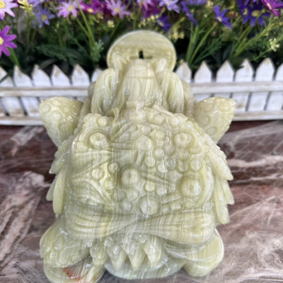 Tượng Cóc ba chân, Thiềm Thừ phong thủy chiêu tài lộc đá ngọc onyx - Dài 20 cm
