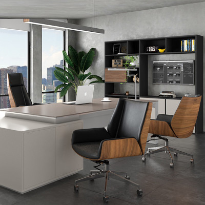 Ghế giám đốc da bò lưng ốp gỗ cao cấp có tựa đầu NB1004, công thái học lưng ốp gỗ chống mỏi lưng