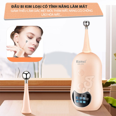 Máy rửa mặt đa năng 2in1 Kemei KM-293 điều chỉnh 3 mức tốc độ, kèm đầu lăn nâng cơ massage giảm thâm mắt - Hàng chính hãng