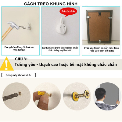 Bộ Khung Ảnh Treo Tường Sài Gòn Xưa Trắng Đen Nghệ Thuật Tặng Kèm bộ ảnh như hình mẫu, đinh treo tranh và sơ đồ treo - PGC292