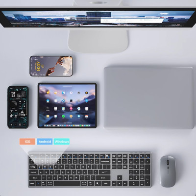 Bộ Bàn phím chuột không dây Fullsize H869 pin sạc TypeC đa kết nối bluetooth 5.2 + 3.0 + Usb wireless 2.4G hàng nhập khẩu