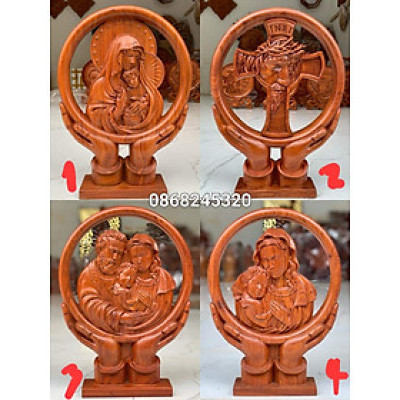 TƯỢNG Vòng tay công giáo bằng gỗ hương đá kt 33×28×3cm 