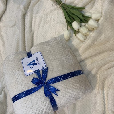 Mền lông cừu Thái Lan vân hạt bắp vải microfiber nặng 1.2 kg cao cấp A - mềm mại, ấm áp, kích thước 1m7x2m