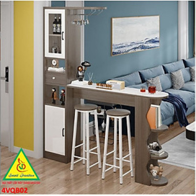 Quầy bar mini, quầy bar kiêm vách ngăn phòng khách nhà bếp 4VQB02 ( Không kèm ghế )- NỘI THẤT LẮP RÁP VIENDONGADV