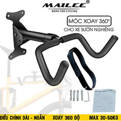 Giá treo xe đạp gắn tường ngang 2 nhánh MTR-360 có điều chỉnh nghiêng 360 độ, gập gọn lên 90 độ, kéo dài thu gọn (đầy đủ phụ kiện) + kèm dây buộc bánh xe - Mai Lee