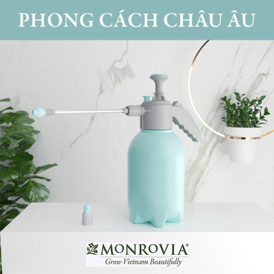 Bình xịt tưới cây MONROVIA 2 lít, bán tự động, phun sương tưới cây cảnh, vòi dài, tặng vòi ngắn, màu xanh, tiêu chuẩn Châu Âu
