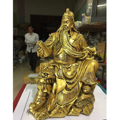 Tượng Quan công cầm sách size lớn CTQ2 22.2 x 17 x 28.7cm Tundo mạ vàng hoặc màu xanh lựa chọn