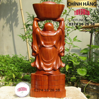 Tượng Di Lặc Dâng Vàng Gỗ Hương Đá Thương Hiệu TOKDODO Đủ Kích Thước