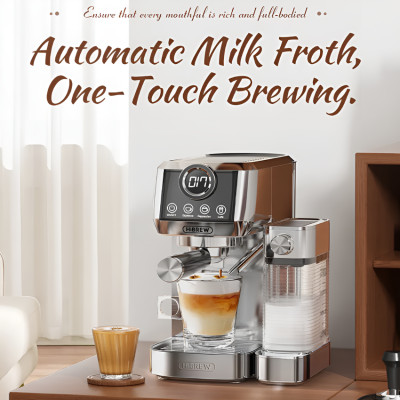 HÀNG CHÍNH HÃNG - Máy pha cà phê Espresso bán tự động, 3 trong 1 tự động pha Espresso, Latte, Cappuccino. Thương hiệu Mỹ cao cấp HiBREW - H13A
