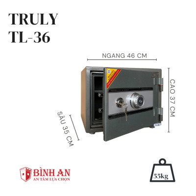 Két Sắt Chống Cháy Gia Đình TRULY TL-36 Chống Cháy, Chống Trộm Công Nghệ Hàn Quốc 55kg Bảo Hành 5 Năm - Hàng Chính Hãng 