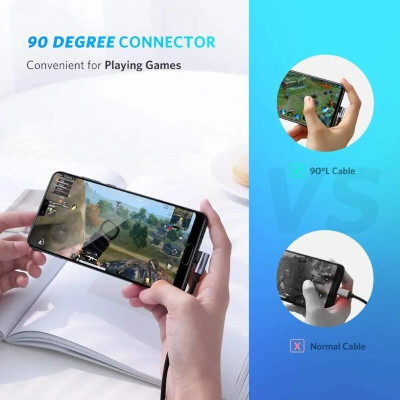 Ugreen UG50123US255TK 1m cáp USB 2 đầu type C vuông góc 60W PD mạ nhôm nâu đen - HÀNG CHÍNH HÃNG