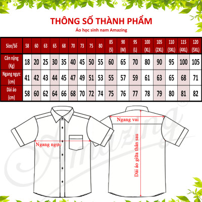 Áo sơ mi trắng tay dài, đồng phục học sinh nam, chất vải KT Silk mềm mại, size từ 20-95kg