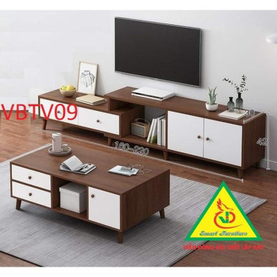 Combo Bàn trà và kệ tivi hiện đại cho phòng khách VBTV09 - Nội thất lắp ráp Viendong Adv