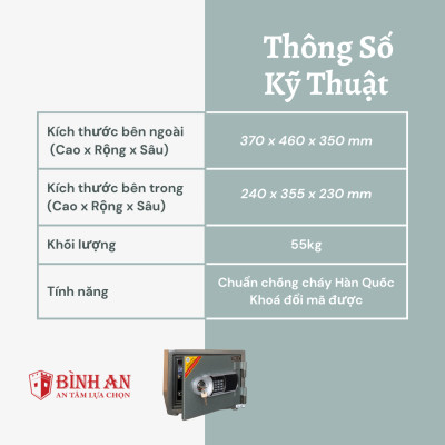 Két Sắt Chống Cháy Gia Đình TRULY TL-36 Chống Cháy, Chống Trộm Công Nghệ Hàn Quốc 55kg Bảo Hành 5 Năm - Hàng Chính Hãng 