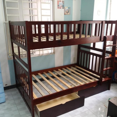 Giường Tầng Amit 1m4 Gỗ Tự Nhiên Nhập Khẩu Phù Hợp Cho Cả Trẻ Em Và Người Lớn