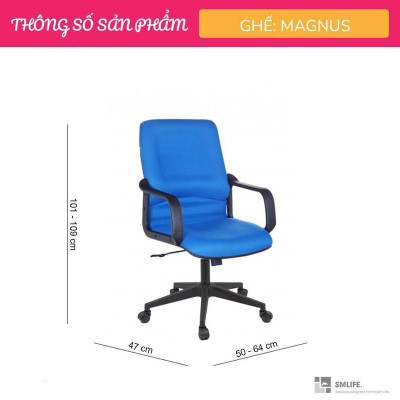 Ghế xoay văn phòng lưng trung bọc vải SMLIFE Magnus