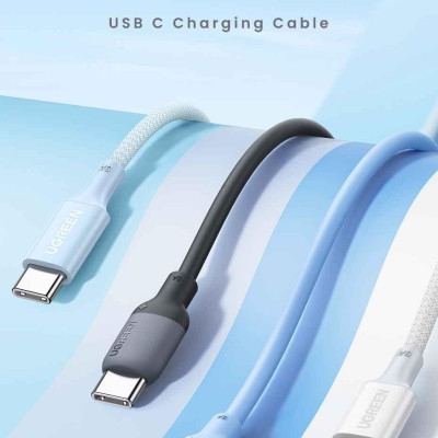 Ugreen UG15278US563TK 60W 0.5M c-c hỗ trợ QC4.0 3A Cáp sạc nhanh - truyền dữ liệu 2 đầu USB-C dây nhựa Màu Xanh - HÀNG CHÍNH HÃNG