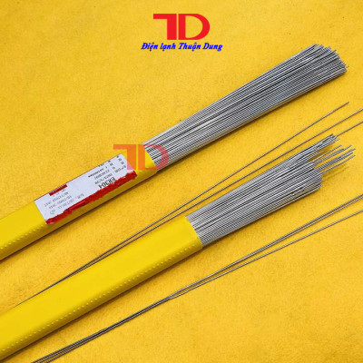 Que hàn Inox ER 304 308 hàn thép không gỉ, phi 1.6 2.4, dài 1 mét, que hàn Tig, hàn bù Tig, Điện lạnh Thuận Dung