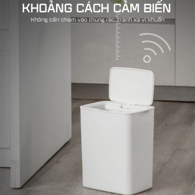 Thùng Đựng Rác Thông Minh Cảm Biến Hồng Ngoại Dùng Cho Phòng Ngủ, Phòng Tắm, Nhà Bếp 12L - Hàng Nhập Khẩu