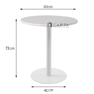 Bàn cafe sắt kim loại TE1546-06T Nội thất Capta Bàn tiếp khách sắt sơn tĩnh điện tròn 60 cm chân trụ sắt màu đen dùng được ngoài trời ban công văn phòng tiếp khách cafe Outdoor table