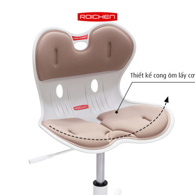 [Ghế Roichen WOW Minh Ngọc] Ghế chỉnh dáng ngồi đúng có chân xoay Roichen - WOW Hàn Quốc. Ghế xám chân đen