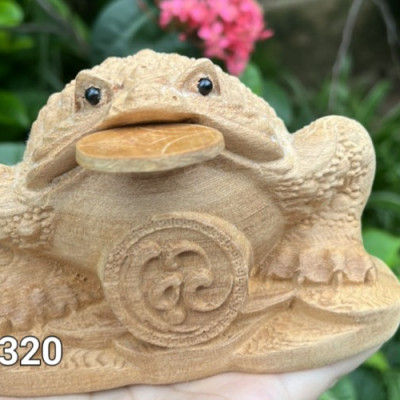 Tượng cóc thiềm thừ cầu tài ,cầu lộc bằng gỗ ngọc am thơm phức kt 15×12×9cm  kt 