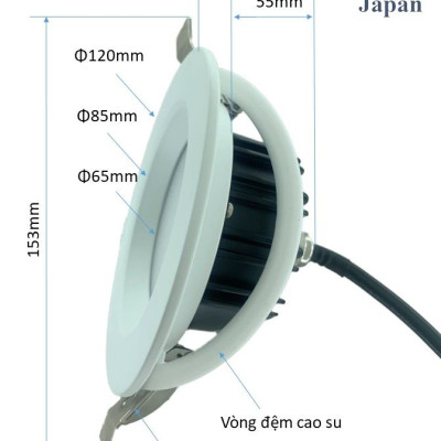 Đèn led âm trần, đèn trần, đèn trần thạch cao, đèn nhà tắm, ánh sáng ấm, 11W-3000K, Odelic Nhật Bản