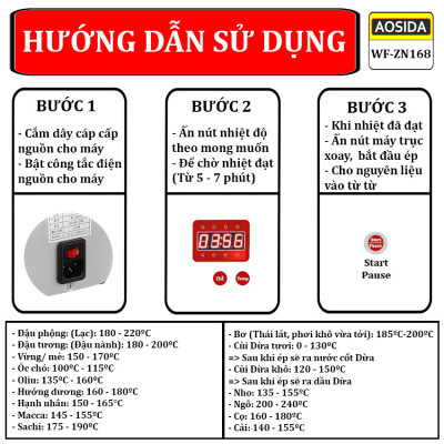 Máy ép dầu thực vật nóng và lạnh thương hiệu Anh Quốc cao cấp Aosida WF-ZN168 - Hàng Nhập Khẩu