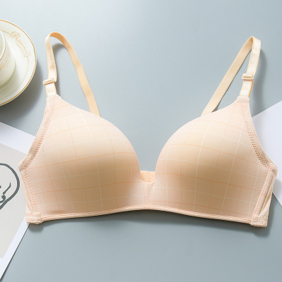 Áo Lót Nữ Không Gọng, Áo Ngực Đệm Mỏng Azuno A09 Cotton Nâng Ngực, Họa Tiết Kẻ Caro Nhiều Màu