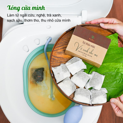 Combo 1 dầu gội cốt bồ kết + 1 hộp thảo mộc vệ sinh cho mẹ Wonmom