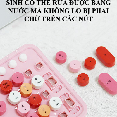 Bàn phím và chuột MOFII SWEET DM kết nối bằng chip USB 2.4G và BLUETOOTH với thiết kế nút tròn và màu sắc vô cùng dễ thương - Hàng Chính Hãng