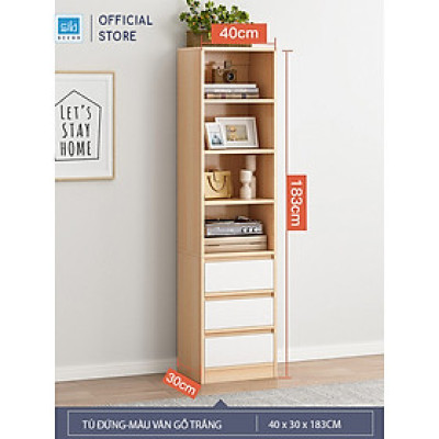 Tủ Sách Gỗ, Tủ Hồ Sơ Văn Phòng Có Cửa Kính Đơn Giản, Hiện Đại SIB Decor KG44