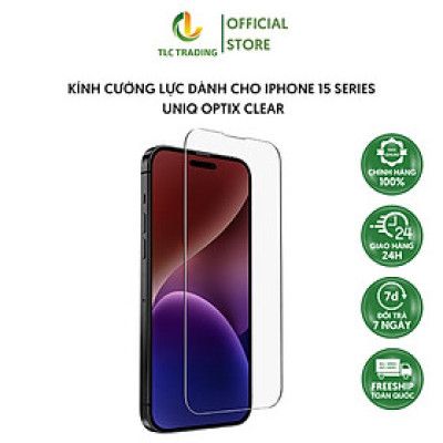 Kính Cường Lực UNIQ OPTIX Clear dành cho iPhone 15/ 15 Plus / 15 Pro/ 15 Pro Max - Hàng Chính Hãng