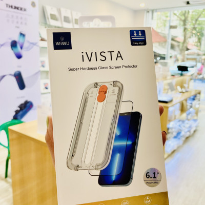 Kính cường lực WiWu IVISTA SUPER HARDNESS GLASS SCREEN PROTECTOR Kèm Khung Trợ Dán, Full Viền Đen - Hàng Chính Hãng