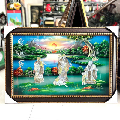  { SIÊU SALE } Tranh Sơn Mài - PHÚC LỘC THỌ | Khảm Cừ Cao Cấp | Size 50x80 cm